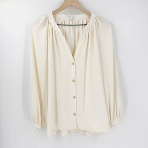 Anna Cate Ivory Cream Balloon Sleeve Elegant Blouse Size M